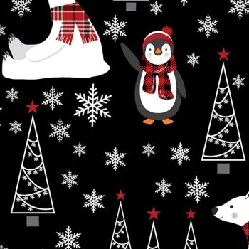 Winter Comfort - Snowy Friends Black - Flanell